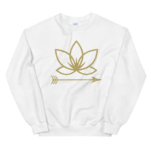 Load image into Gallery viewer, White unisex crew neck with Lotus Noir logo in center
